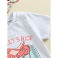 thumbnail image 5 of Mevireiy Western Baby Girls Outfits Short Sleeve T Shirt Tops Cow Boots Print Shorts,Gray,0-6 Months, 5 of 7