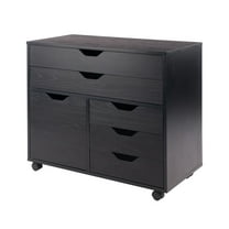 Halifax Wide Storage Cabinet; 3-Small & 2-Wide Drawers; Black