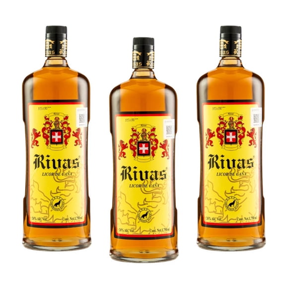 Tripack Licor De Caña Rivas Joven 1750 Ml Vidrio Rivas Licor de Caña
