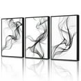 thumbnail image 3 of Drsoum Large Black Abstract Line Wall Art 24x36in3pcs Black Framed Vibrant Transparent Fashion Nordic Wall Decor for Bedroom Living Room, 3 of 9