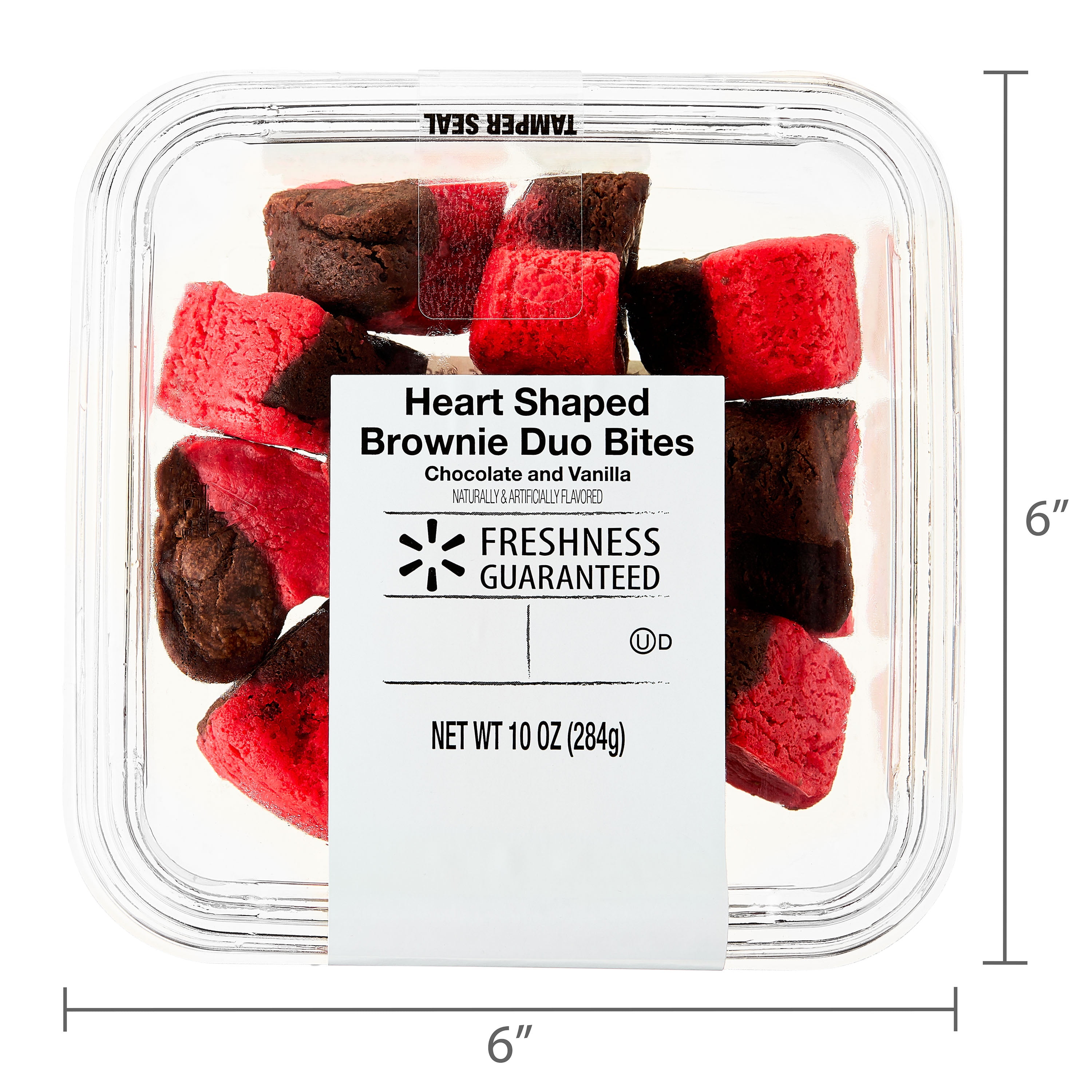 Freshness Guaranteed Chocolate and Vanilla Heart Shaped Brownie Duos, 10 oz (Bakery Fresh, Sweet Dessert)
