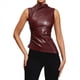thumbnail image 2 of Camiseta Sin Mangas de Sintético con Cuello Alto, Plisada y Ajustada para Mujer. Vino Tinto XL, 2 of 10