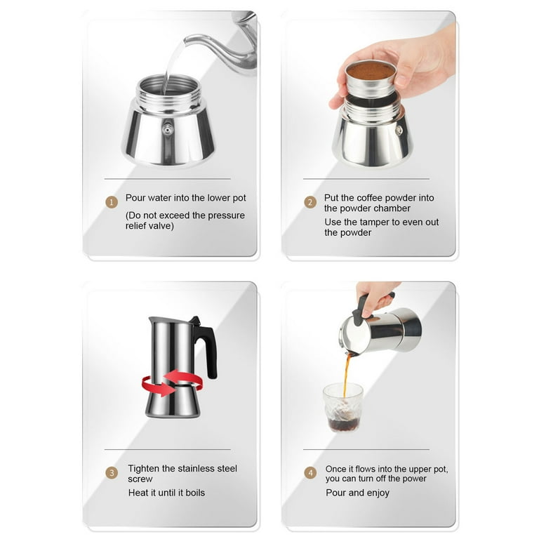 ZX Stovetop Moka Pot 430 Stainless Steel Portable Stovetop