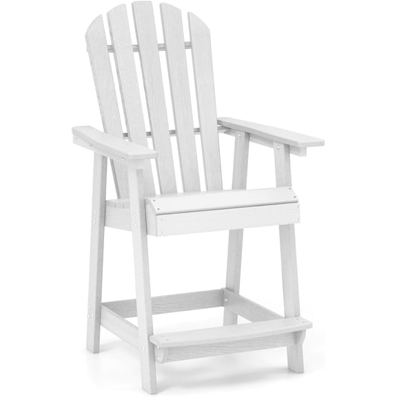 Outdoor Bar Stool, HDPE Tall Adirondack Chair with Armrest & Footrest, Weather Resistant 47 Inch Counter Height Barstool Lifeguard Chair for Pool Deck Patio Garden, Balcony Chairs (1, White)