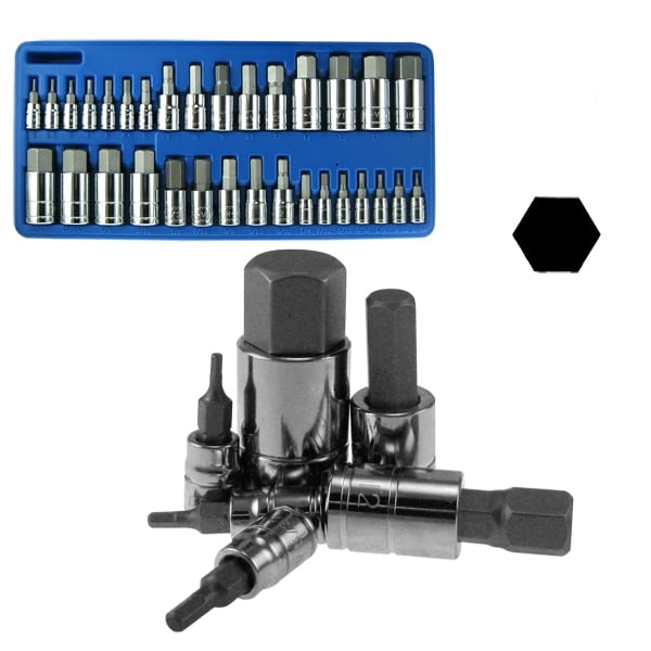 32 Piece Master Hex Bit Socket Set Sae & Metric Standard Mm Walmart