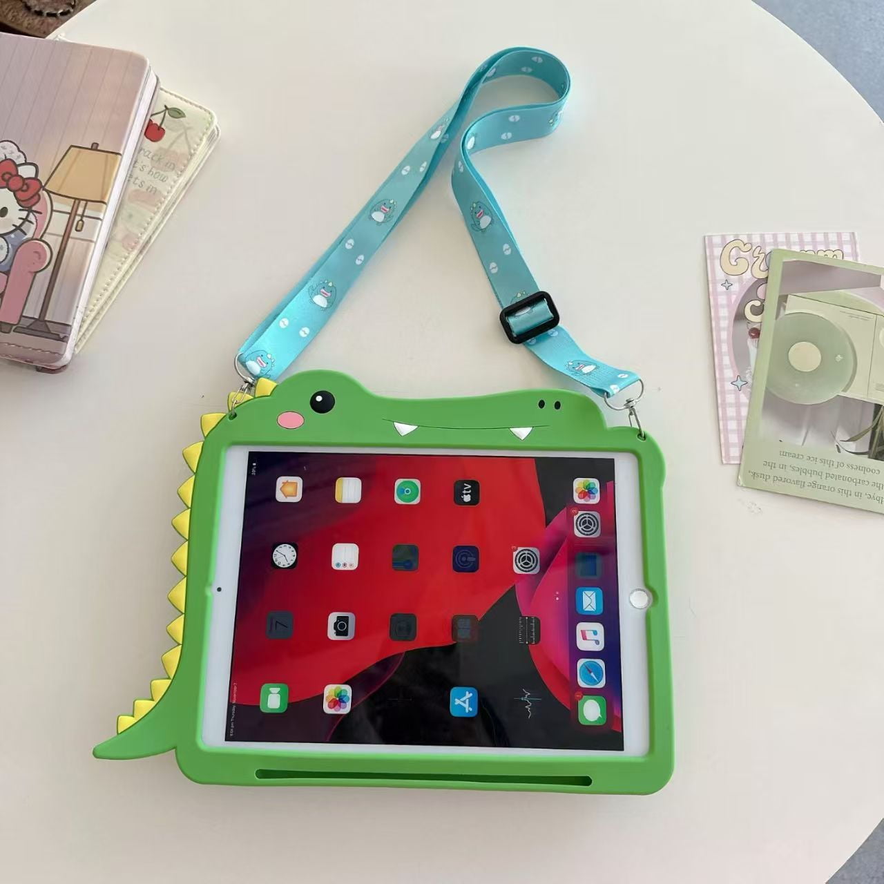 Cartoon Cute Little Dinosaur Tablet Case For 2017 iPad 9.7/2018 iPad 9.7inch Silicone Bracket Tablet Cover