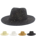 thumbnail image 3 of FUZHIQ Unisex Sequin Glitter Wide Brim Straw Fedora Hat, Breathable Woven Shiny Summer Sun Hat for Men Women Party Vacation Daily Outdoor Wear,One Size, 3 of 6