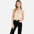 thumbnail image 2 of Women's Sequin V-Neck Top with Cap Sleeves and Relaxed Fit - Medium, Gold, 2 of 7