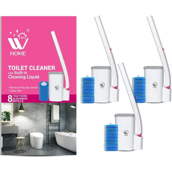WBM Toilet Bowl Cleaner, with 8 Replacement Heads & Storage Caddy Each, Bathroom Cleaner - Pack of 3