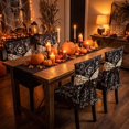 thumbnail image 7 of Spooky Dancing Skeleton Pattern Halloween Chair Cover, Bow Tie Decor Seat Slipcover for Indoor Restaurant Halloween Dinner Party Decoration, 7 of 7