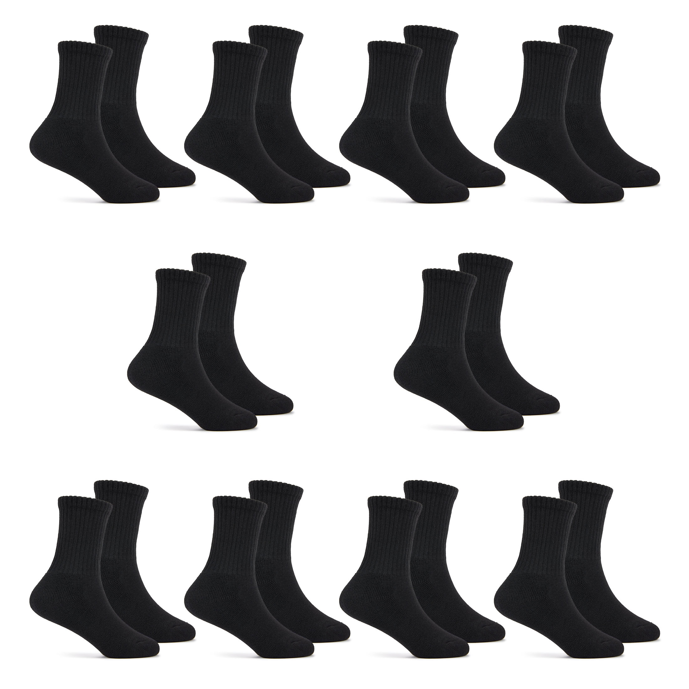 Fruit of the Loom All Day Comfort Girls Crew Socks, Sizes 6-10, 10-Pack