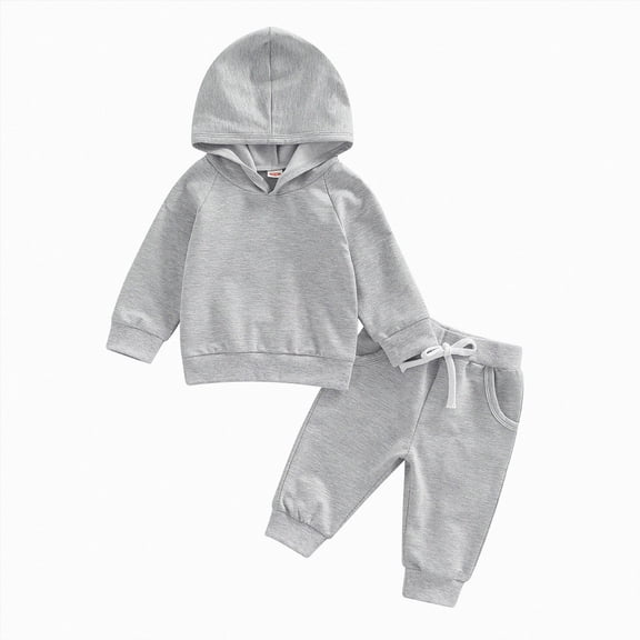 Zuwimk Boys And Girls 2-Piece Solid Color Hoodie Jogger Set, Athletic Outfits Elastic Waistband, Big Boy Girls Toddler Activewear(T075-Grey)