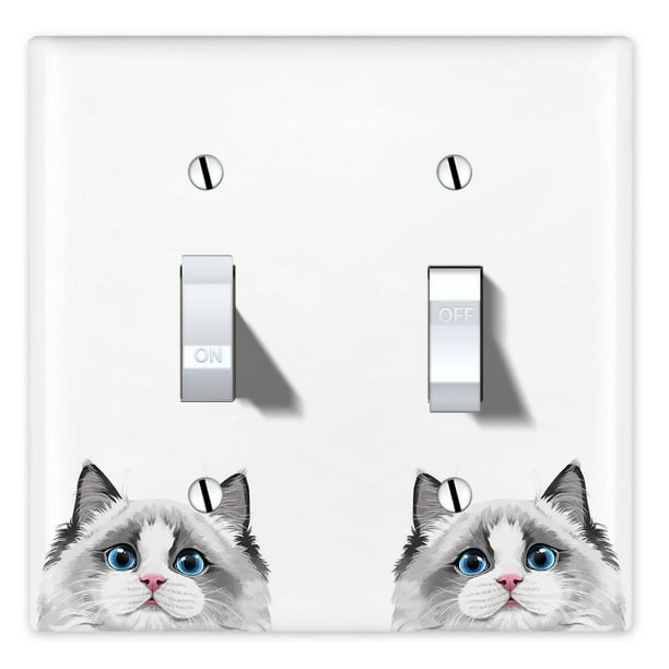 Wirester 2 Gang Toggle Wall Plate Switch Plate Cover Animal White Silver Point Ragdoll Cat Walmart Com Walmart Com
