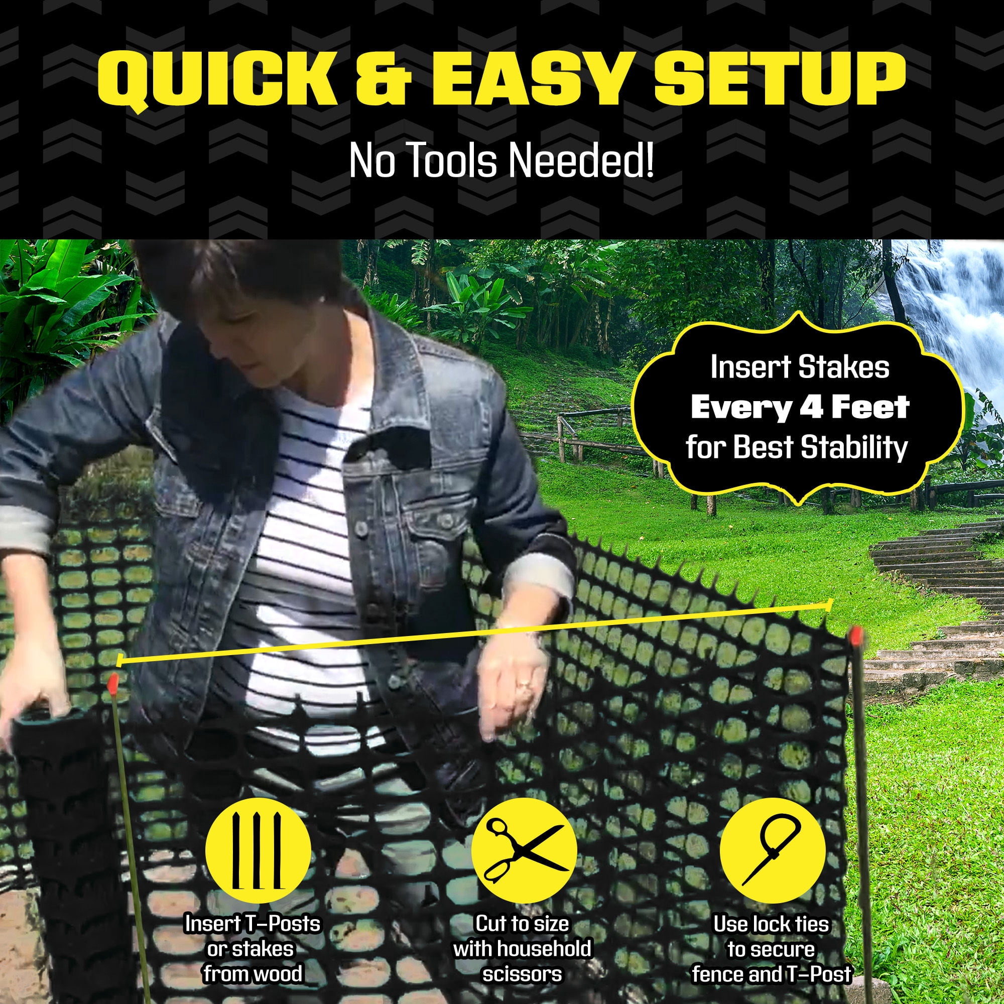 BOEN 4' x 50' Heavy-Duty Black Plastic Mesh Snow Fence for Garden, Deer and Pets