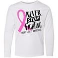 thumbnail image 3 of Inktastic Never Stop Fighting Breast Cancer Awareness Long Sleeve Youth T-Shirt, 3 of 5