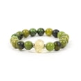 thumbnail image 3 of Natural Chrysoprase With Lemon Quartz 10-14mm Round Shape Smooth Cut Beads Stretchable Bracelet for Men & Women., 3 of 4