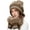 Coffee, variant on Mwjwdo Jacquard Ear Wrap Knit 3-Piece Set Double Pom-Poms Fleece-Lined for Fall Park Trips White