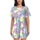 thumbnail image 1 of Fotbe Sea Turtles Conjunto de Pijama Estampado para Mujer, 2 Piezas, Ropa de Dormir con Camiseta de Manga Corta y Shorts Suaves-Large, 1 of 6
