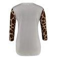 thumbnail image 4 of Puntoco - Camiseta holgada con estampado de moda para mujer, blusa de manga 3/4 de longitud media, cuello redondo, tops casuales Puntoco Puntoco-3495, 4 of 5