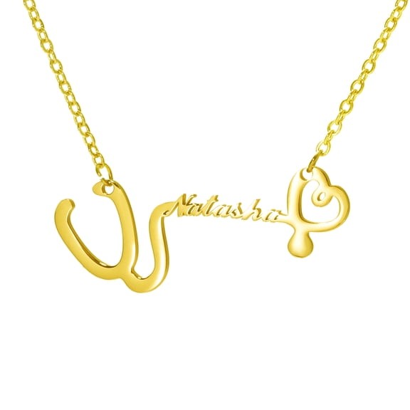 Name Custom Necklace DIY personalized Stainless Steel Cut English Letter Necklace Sense Stethoscope Design Custom Fashion Name Clavicle Chain Pendant Necklace
