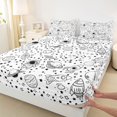 thumbnail image 3 of jejeloiu Galaxy Planet Print Bed Sheets,Cartoon Astronaut Rocket King Sheets For Boys Teens 4 Pieces, 3 of 7