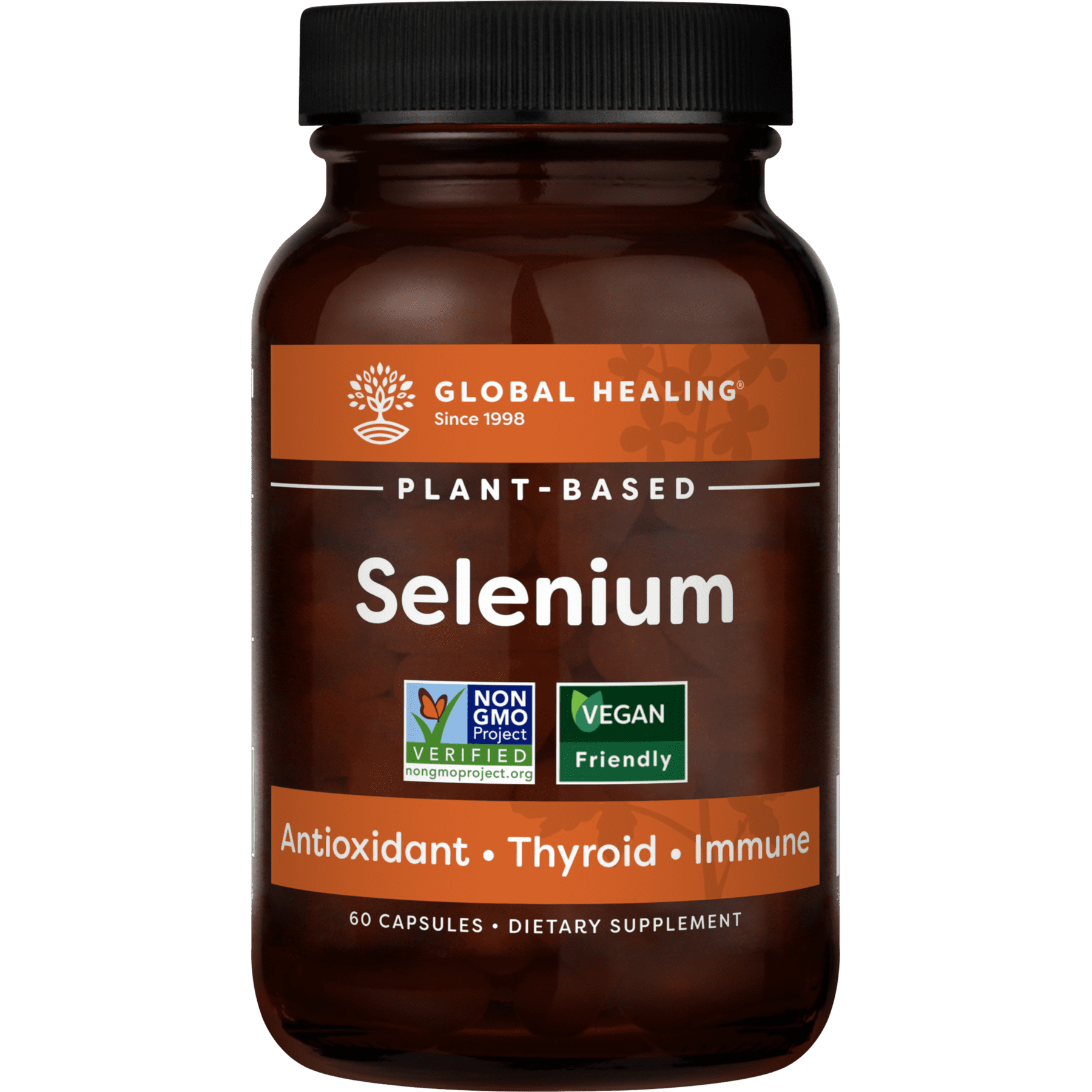 Global Healing Mustard Seed Selenium, Vitamin Supplement For Thyroid Support, 200 mcg capsules, 60 ct