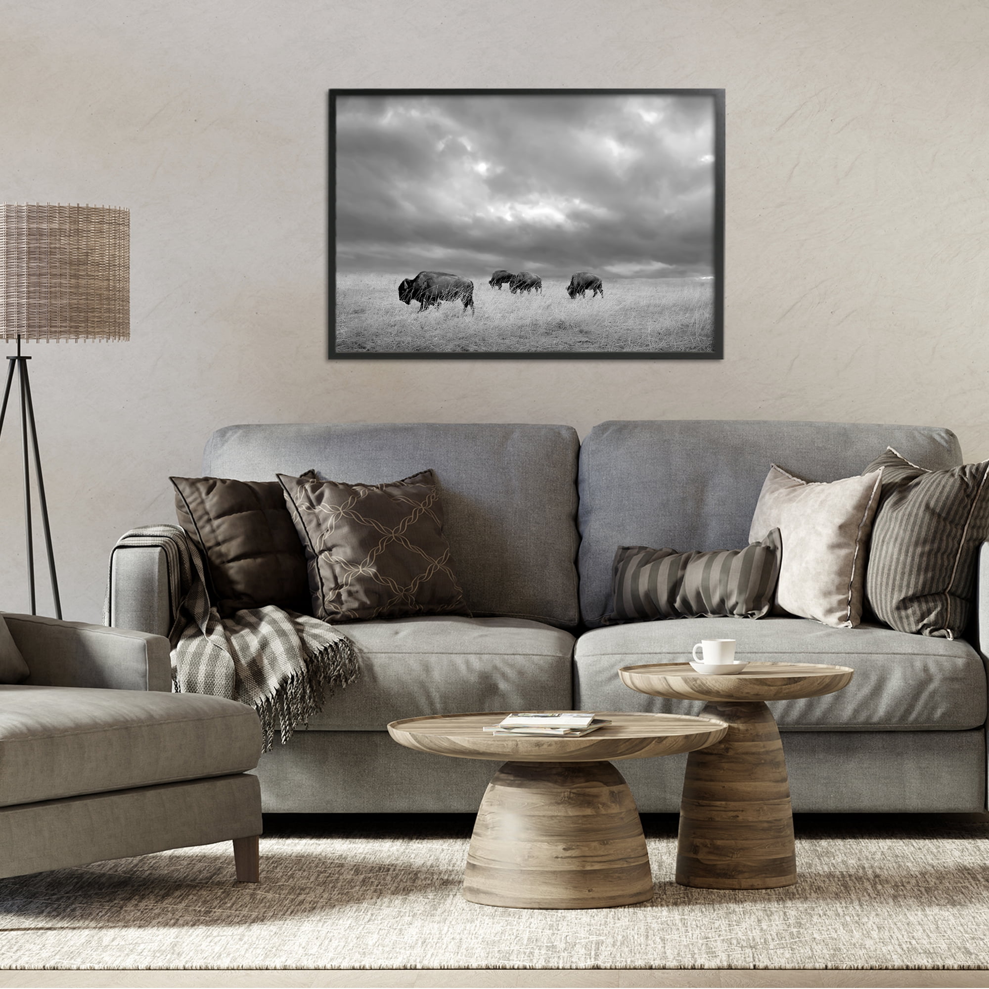 Stupell Industries Bisons Under an Autumn Sky Black Framed Giclee Art, design by Steve Toole