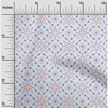 oneOone Silk Tabby Lavender Blue Fabric Dot|Heart & Shapes Geometric Sewing Material Print Fabric By The Yard 42 Inch Wide