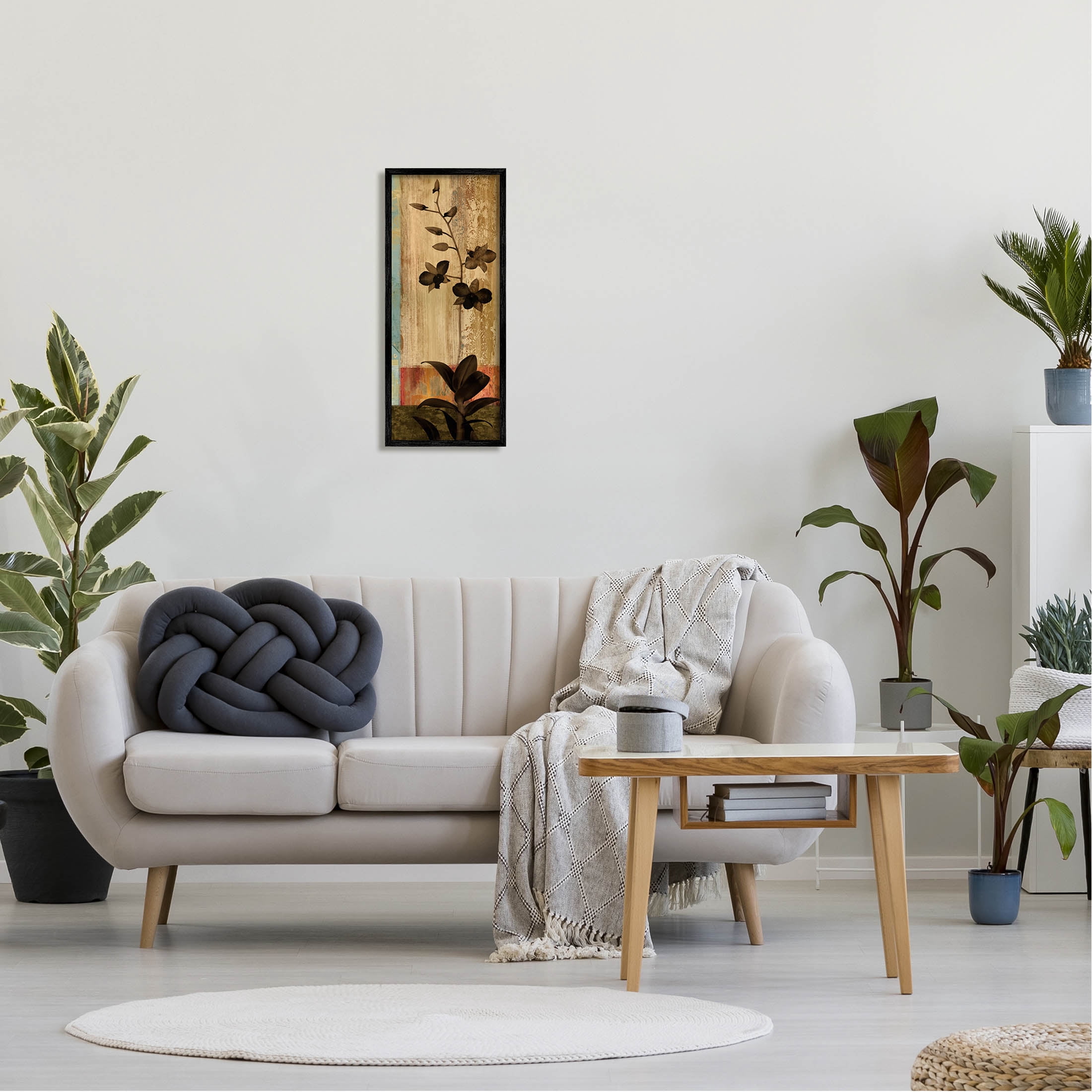 Orchid Silhouette Modern Linear Shapes Botanical & Floral Graphic Art Black Framed Art Print Wall Art
