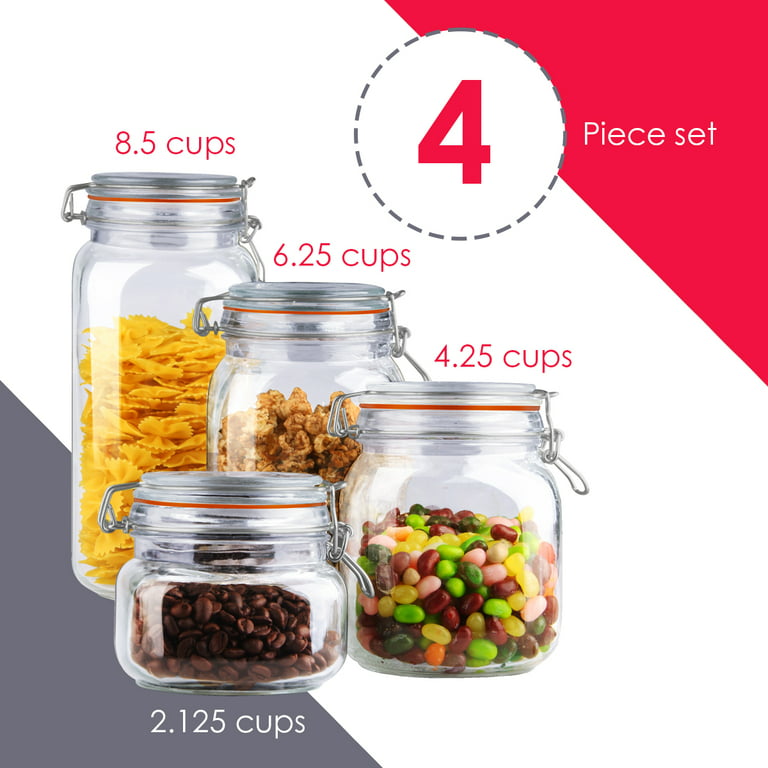Home Basics 25 oz. Small Round Glass Canister With Stainless Steel