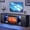 Black with red brick fireplace, variant on LGHM 70 inch Modern TV Stand for TVs up to 80", Fluted TV Console with LED Lights, Wood Entertainment Center, Black