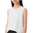 thumbnail image 3 of zbxnLI 3-14 Years Girls Plain Tank Top Summer Sleeveless Tee Tops for Kids Lightweight Quick Dry Mesh T Shirts, 3 of 7