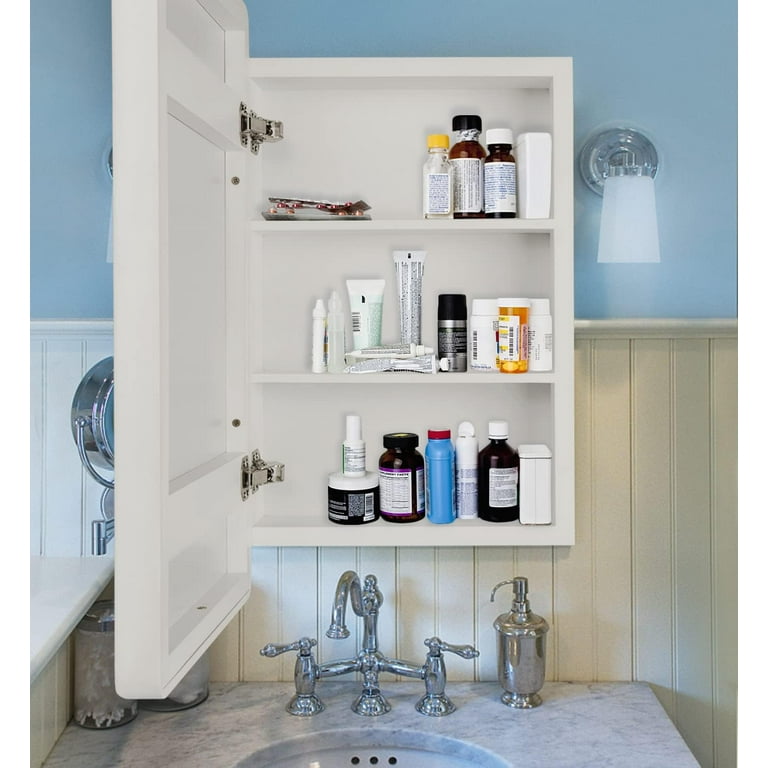 replace medicine cabinet with recessed shelves