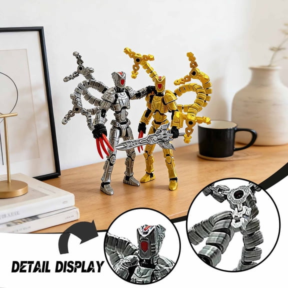 3D Printed Articulated Golden Action Doll, Collectible 3D Printed Golden Articulating Joint Doll - 3D Printing Craftsmanship With Movable Articulated Joints, Metallic Golden