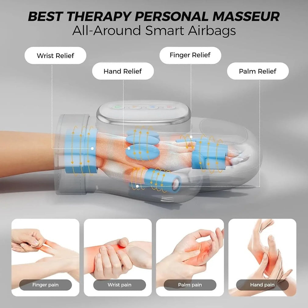 Hand Massager with Heat and Compression for Arthritis Carpal Tunnel Relief, 2025 Updated Neurivo Cordless Finger Massager Glove, 3 Modes 5 Intensities Electric Wrist Massage, Gift for Women Men