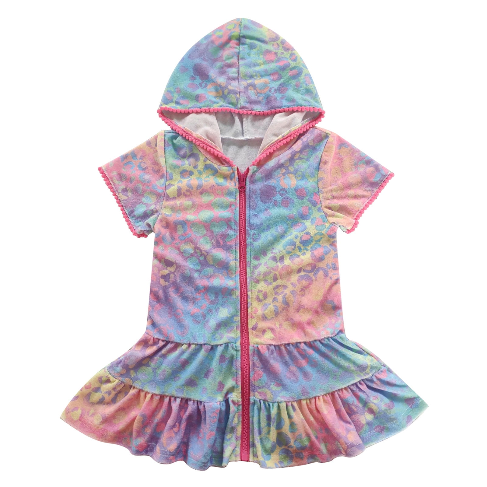 Rovga Casual Dresses For Girls Little Swim Cover Up Kids Leopard Print