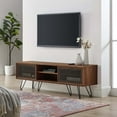 thumbnail image 2 of Media TV Stand Console Table, Walnut, Wood, Industrial Living Room Lounge Cafe Lobby Hospitality Restaurant, Modern Contemporary HB34522, 2 of 8
