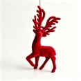 thumbnail image 2 of Velvet Christmas Tree Ornaments, Shatterproof Flocked Christmas Decorations, Burgundy Reindeer Shaped for Xmas Holiday Home Party Decor(A), 2 of 7