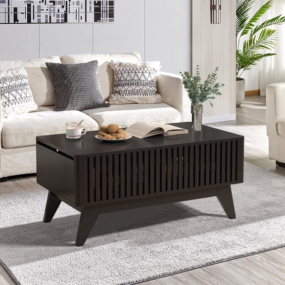 Furtivusia Lift Top Coffee Tables with Hidden Compartment Farmhouse Coffee Table Wood Center Tables for Living Room (Black)