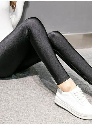 MRULIC pants for women Waist Look Womens Leggings Shiny Wet Trouser Ladies  High Disco Leather Pants Pants Black + 3XL