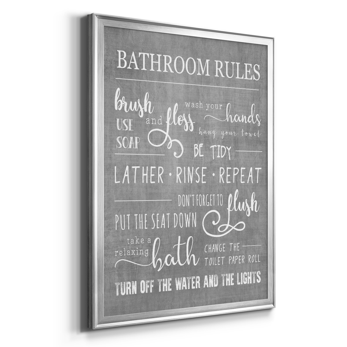 Neutral Bathroom Rules Premium Framed Print - Ready to Hang