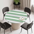 thumbnail image 2 of Green Grey Stripe Round Fitted Tablecloth with Elastic Edge, Waterproof Table Cloth Table Cover for 45"-54" Tables, Farmhouse Modern Art Striped Tablecloths for Dining Picnic Indoor Outdoor, 2 of 9