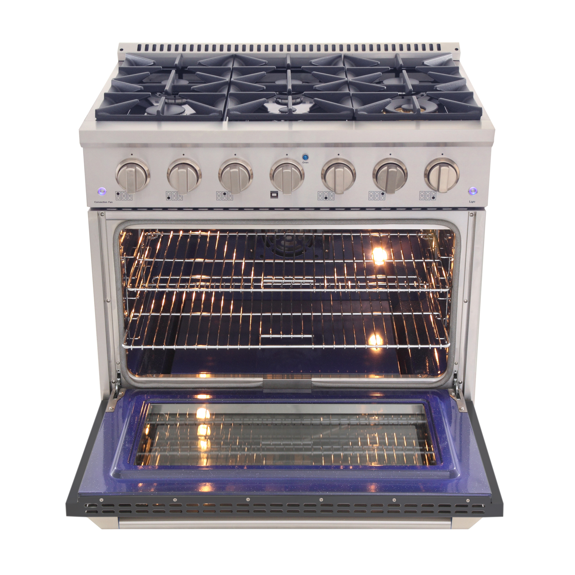 36 in. 5.2 cu. ft Dual Fuel Range for Propane Gas Sealed Burners in Cement Grey.