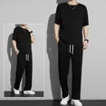 thumbnail image 4 of Camiseta Hombre Sin Logo Trajes Deportivos Sudadera Gris Ropa de Hombre Lisa Top Liso Chándal Pantalones Conjuntos 5xl Elástico A Juego Básico, 4 of 5