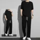 thumbnail image 4 of Camiseta Hombre Sin Logo Trajes Deportivos Sudadera Gris Ropa de Hombre Lisa Top Liso Chándal Pantalones Conjuntos 5xl Elástico A Juego Básico, 4 of 5