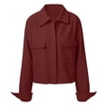 thumbnail image 2 of Mooqilaa Womens Trucker Jackets, Fashion Collared Corduroy Button Front Outerwear for Women Wine Size XL, 2 of 7