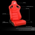 thumbnail image 3 of J2 Engineering J2-RS-002-RD Pair Universal Synthethic Leather White Stitching Reclinable Racing Bucket Seats with Sliders, 3 of 7