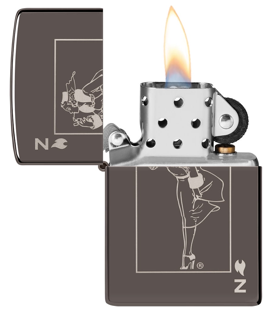 Zippo Windy Card Design Black Ice Pocket Lighter