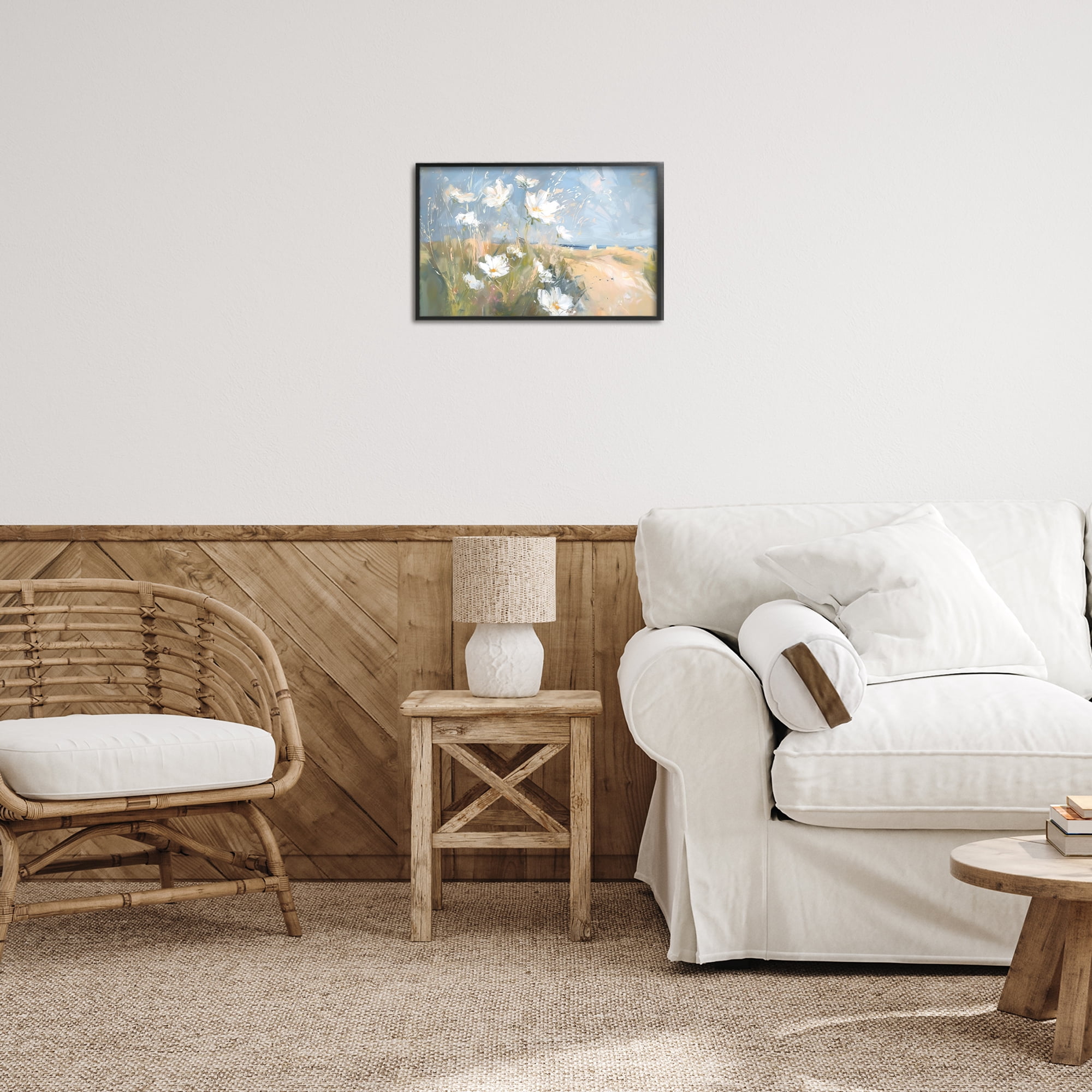 Stupell Industries Seaside Wildflowers Scenery Botanical & Floral Painting Black Framed Art Print Wall Art, 18 x 12