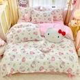 thumbnail image 1 of Sanrio Hello Kitty Bedding Set Cute Cotton Four Piece Double Queen Size  Bed Linens Pillowcase Girl Dorm Bedclothes Home RJ, 1 of 7